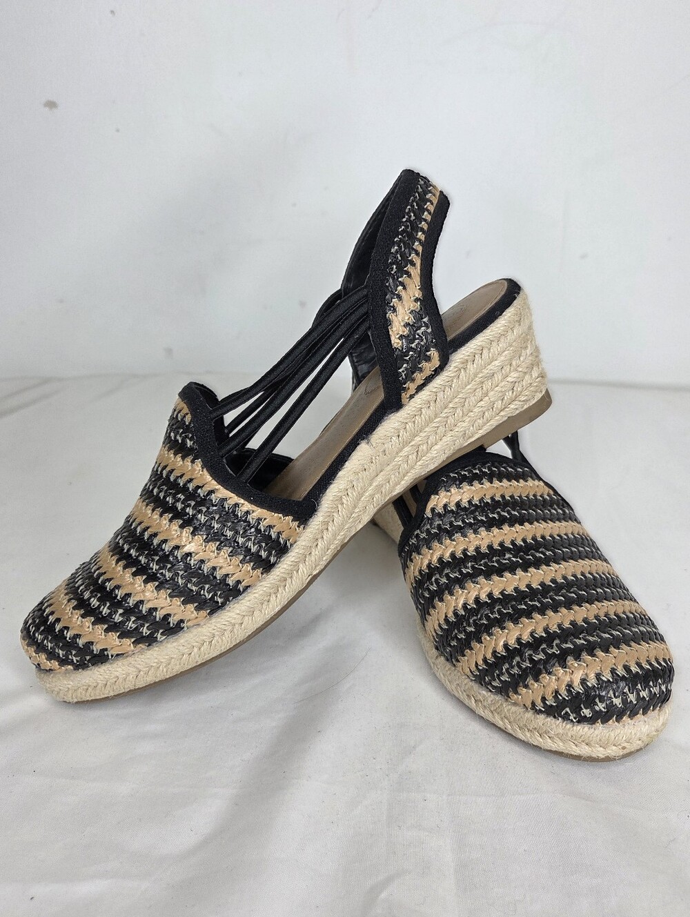 Comfortview "The Clea" Espadrille wedge sandals featuring a woven, striped raffi